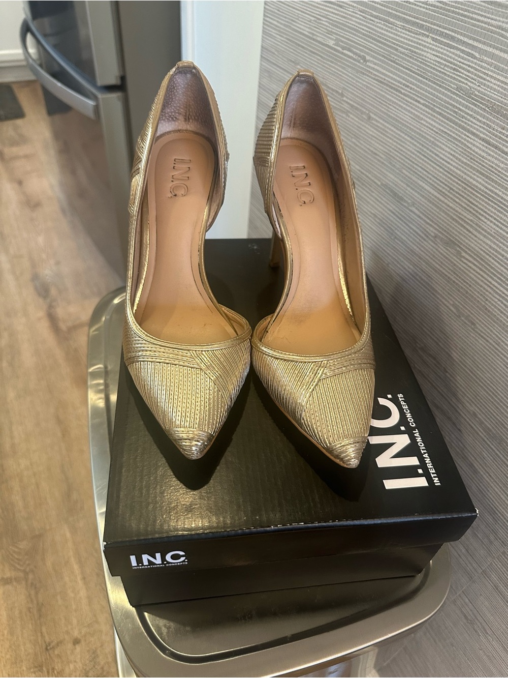 INC International Concepts Metallic Gold Pointed Toe Pumps